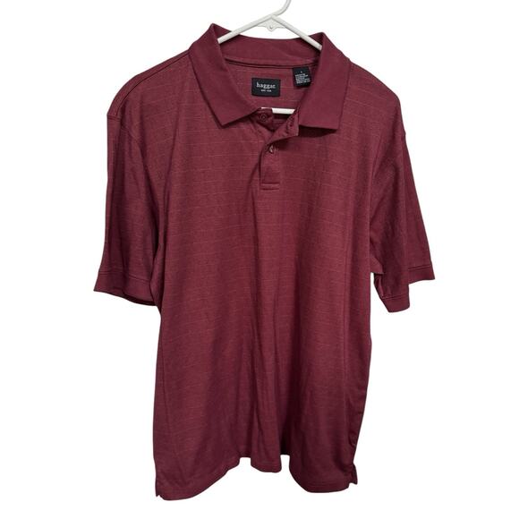 Haggar Large Collared Mens Polo Shirt Office Career Red Basic Short Sleeve Dad - Picture 1 of 7
